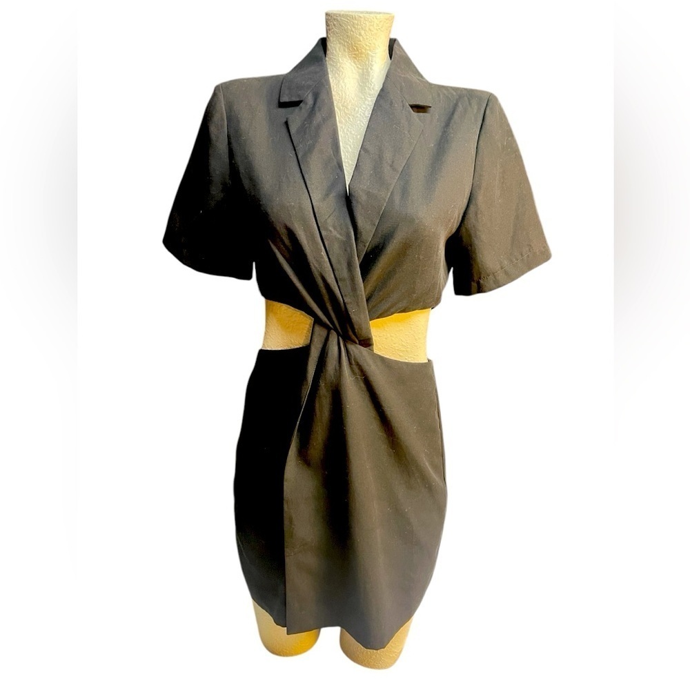 She + Sky black mini dress, front cut outs